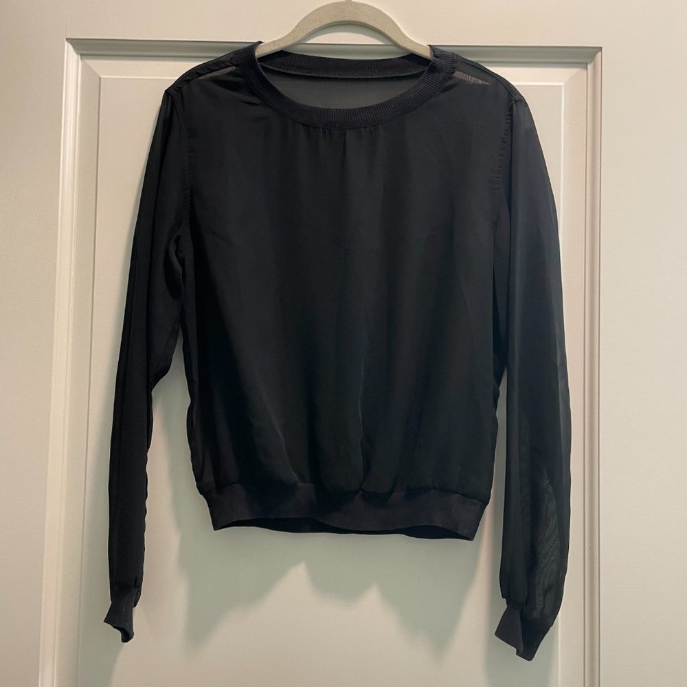 American Apparel, Size S, Sheer Black Long-sleeve Top